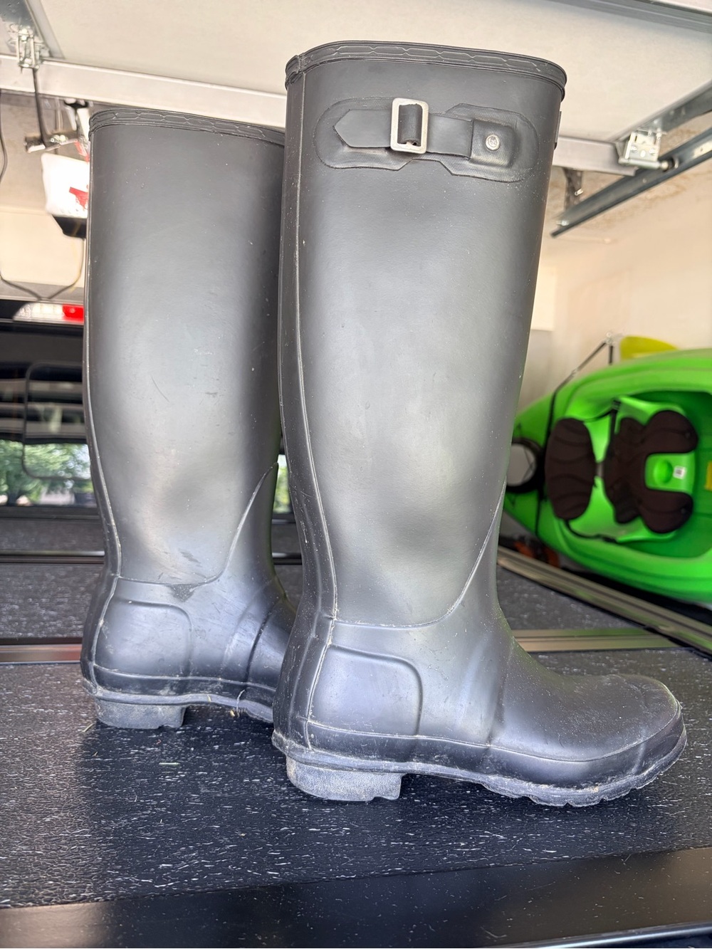 Hunter Classic Black Tall Rain Boots with Buckle